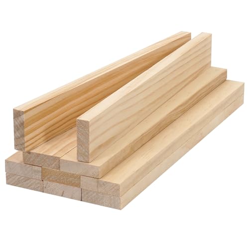 Wood Strips Slats Wooden Dowels for Crafts 1/2"x 1.5" x 12", 10 PCS Decorative Wood Trim Planks for Wall, Square Wooden Sticks for Crafting, Unfinished Pine Lumber Pieces for Woodworking Models Making - size: 1/2" x 1.5" x 12"-10 PCS