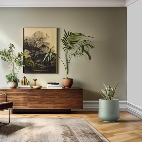 Kante Large Round Curved Mint Green Concrete Planter 16.5" Dia, Outdoor - color: Mint Green, size: 15.3" D