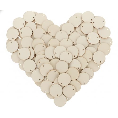 300 Pcs Unfinished Wood Circle Pendants Round Disc Blank Natural Wooden Ornaments for Decoration DIY Craft Art Supplies (Round 1 x 1 x 0.12 inches) - color: Round Pendants 1 x 1 x 0.12 inches
