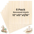 6 Pack Basswood Sheets 12 x 12 x 1/16 Inch Thin Wood Sheets for Crafts - size: 6 Pack 12 x 12 x 1/16 inch