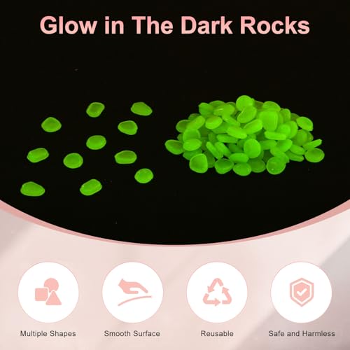 M METERXITY 1000-Pack Glow in The Dark Rocks, 0.43" Resin Outdoor Garden Decorations Luminous Pebbles Stones for Garden Plants/Aquarium/Backyard Path, Aquarium Gravel [Green] - color: Green