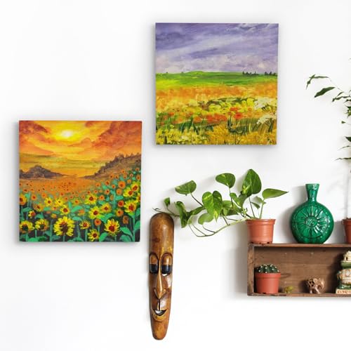 Falling in Art 4 Pack 14x14’’ Unfinished Birch Wood Panels Kit for Painting - size: 14'' x 14'' Studio