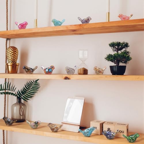 20pcs Crystal Figurines Glass Statue Resin Animal Statues Miniature Decorative Gravel Animal Collectible Figurines Table Home Shelf Decor Gifts for Animals Women Lovers(Bird) - style: Classic