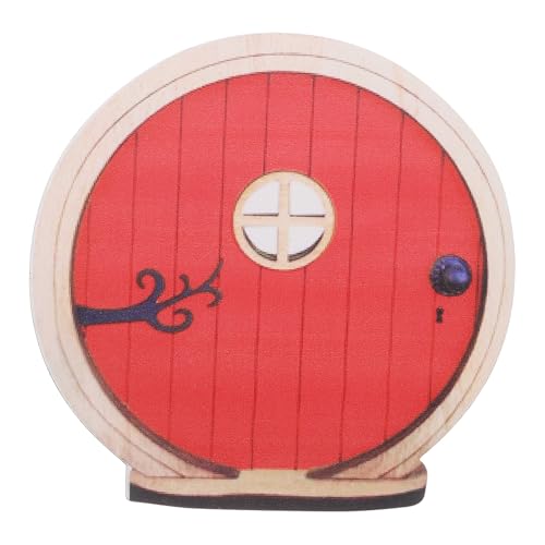 Fairy Garden Door Tree Dollhouse Door Miniature Accessories Red - color: Red