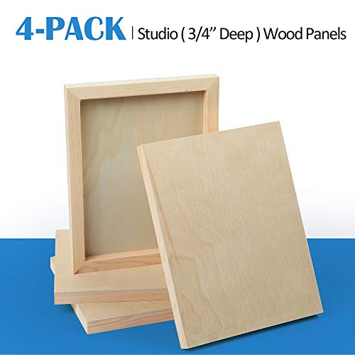 Falling in Art 4 Pack 8x10’’ Unfinished Birch Wood Panels Kit for Painting - size: 8'' x 10'' Studio