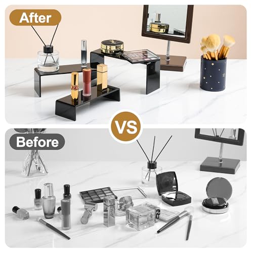 ANDGOO 6 Pcs Acrylic Display Risers, 2 Set(7.9”L-8.3”L-8.7”L), Black - color: Black, size: 6Pcs (7.9”L~8.3”L~8.7”L)