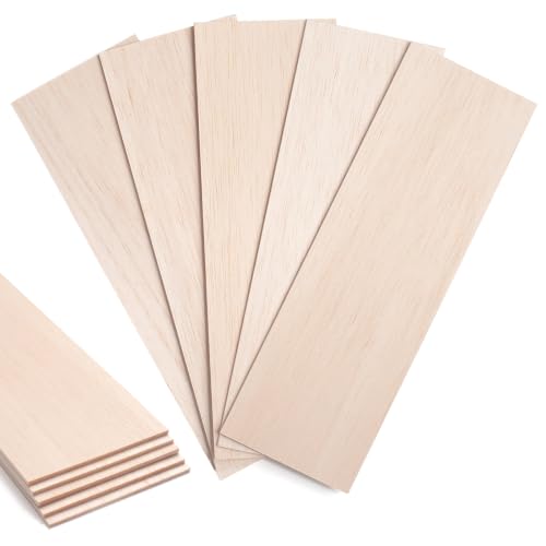 Balsa Wood Sheets 1/8" Thin, 12" x 4" Wooden Boards Wood Planks for Crafts, 5 PCS Unfinished Wooden Pieces Lumber for Crafting, Modeling, Hobbies, Laser, Glider Airplanes - size: 12″x4″x1/8″ - 5PCS