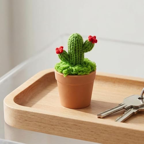 20 Sets Mini Knit Plants DIY Craft Pots, Plastic Flower Pot for Croche - color: Brown