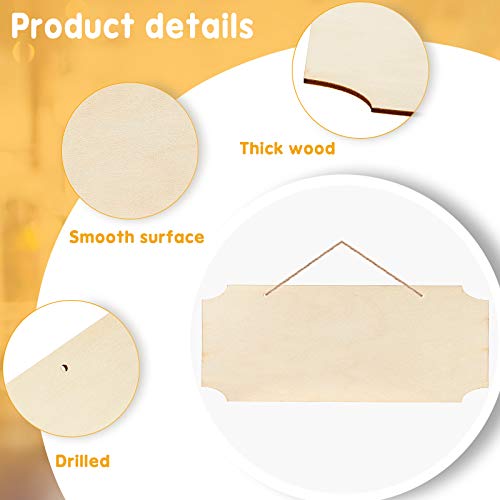Patelai 10 Pcs Blank Wood Signs Unfinished Plaques with Ropes,2 Styles - style: 2 Styles