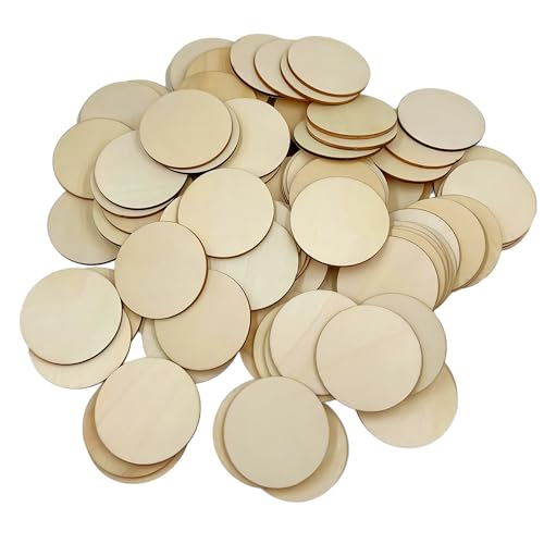 120 Pcs Unfinished Wood Circle Coins, 2 Inch Natural Wood Slices, Disc Blank Natural Ornaments for Decoration DIY Craft Art Supplies (Round 2 x 2 x 0.12 inches) - color: Round 2 x 2 x 0.12 inches