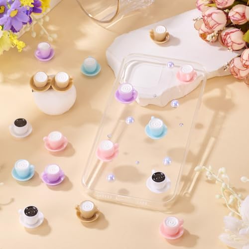 FASHEWELRY 10Pcs Mini Coffee Cup Miniature Ornaments 3D Imitation Tea Mugs Drink Cup Micro Landscape Decoration Dollhouse Accessories Model for Kitchen Tableware House Decor - color: Mixed Color-coffee Cup