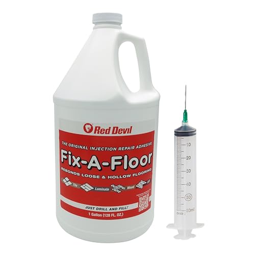The Original Fix-A-Floor Loose Tile Repair Adhesive - Tile, Marble, Stone, Wood - Easy DIY Repair – Versatile Compatibility - 1 Gallon Jug – Comes with a Syringe Applicator - size: 1 Gallon (Pack of 1)