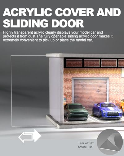 1/64 Scale Display Case Car Garage Moldel, Acrylic Cover Diecast Car Show Case with LED Light 6 Parking Spaces, Hot diecast Wheel Parking Scene (Vehicles Not Included) Underground Parking Lot - size: Underground Parking Lot