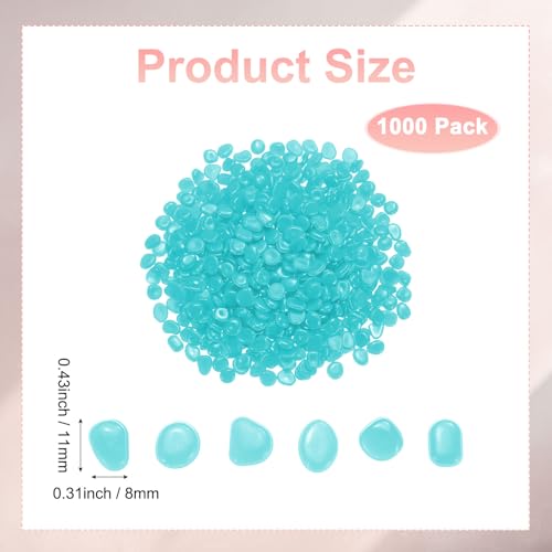 M METERXITY 1000-Pack Glow in The Dark Rocks, 0.43" Resin Outdoor Garden Decorations Luminous Pebbles Stones for Garden Plants/Aquarium/Backyard Path, Aquarium Gravel [Light Blue] - color: Light Blue