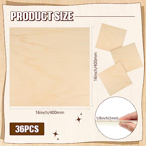 Riakrum Basswood Sheets Plywood Board Unfinished Wood Boards for Crafts for DIY Laser Projects Architectural Mini House Building Hobby Model Making(16 x 16 x 1/8 Inch,36) - size: 16 x 16 x 1/8 Inch
