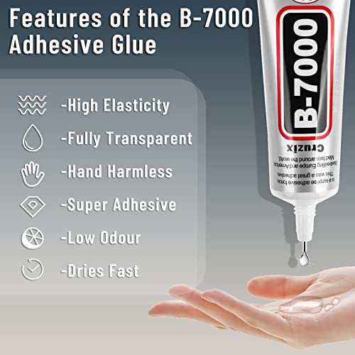 B-7000 Craft Glue for Jewelry Making, Multi-Function B-7000 Super Adhesive Glues Liquid Fusion Glue for Rhinestones Crafts, Clothes Shoes, Fabric, Jewelry Making, Cell Phones (3x25 ml/0.9 oz) - color: 3x25 ML/ 0.9 oz