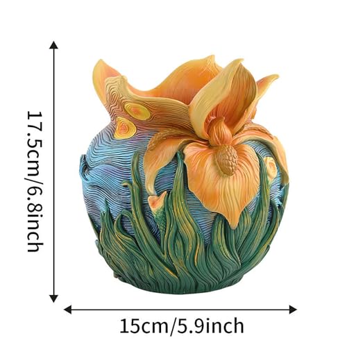 Colorful Abstract Resin Flower Pots Van Gogh Starry Night Unique Plant Pots - color: Starry Night Flowers