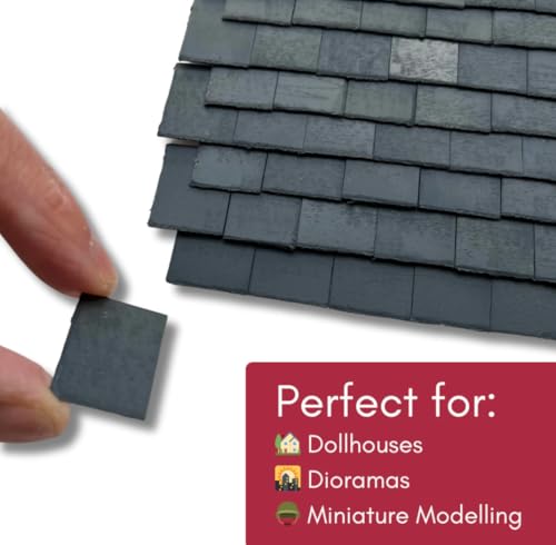 250 Pieces 1:12th Scale Dolls House Miniature Styrene Roof Tiles in Slate Grey
