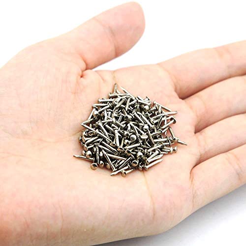 Tiny Wooden Nails for DIY Craft Projects, Antique Drawer Repairing, Mini Boxes Decorative Accessories[Set of 200pcs] (1×8mm, Silver) - color: Silver, style: 1*8mm