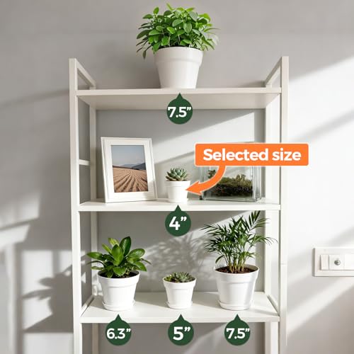 T4U Small Plant Pots 4 Inch 18 Pack, Plastic Flower Pots with Saucer White - color: White, size: 4 In
