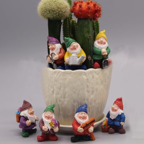 Mini Gnomes Set of 7 - Fairy Garden Accessories, Tiny Gnome Figurines for Miniature Fairy Garden Decor, Plant Pot Decorations - style: Gnome Set of 7