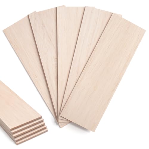 Balsa Wood Sheets 1/4" Thin, 12" x 4" Wood Planks for Crafts, 5 PCS Wooden Boards, Unfinished Wooden Pieces Lumber for Crafting, Modeling, Hobbies, Laser, Glider Airplanes - size: 12″x4″x1/4″ - 5PCS