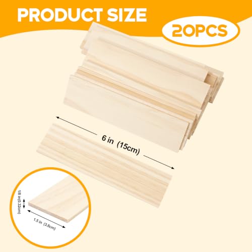 Wood Strips Planks 1/8"x 1.5" x 6", 20 PCS Wooden Dowels for Crafts - size: 1/8" x 1.5" x 6"-20 PCS