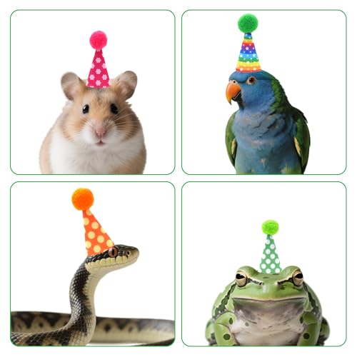 12 Pcs Mini Party Hats for Animal Figures Felt Tiny Birthday Party Hats with Pom Poms Little Resin Animal Toys Hat