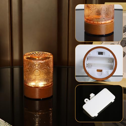 Small Battery Operated Light with Timer,Adult Night Lights for Bedroom,Mini Lamp for Lndoor Use in Bathroom, Hallway,Glass Light Lamp (Copper) - color: Copper