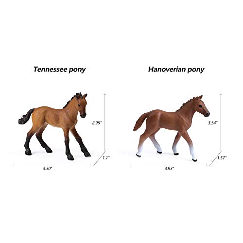 UANDME 8PCS Realistic Foal and Horse Figurines, Plastic Pony Toys for Girls and Boys, Horse Club Cake Topper and Party Decoration - style: 8PCS Foal Set