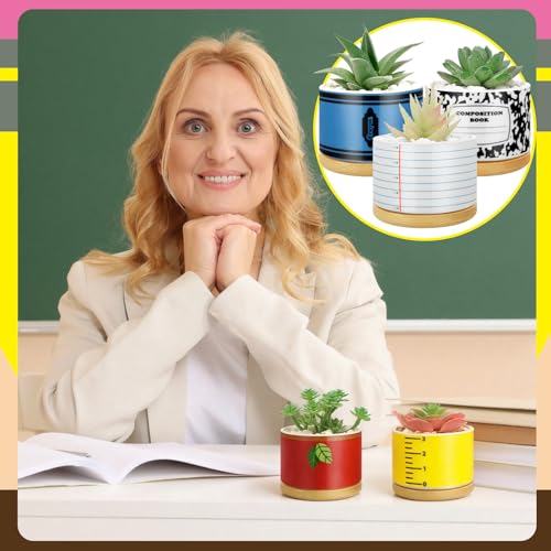 6 Pcs Christmas Teacher Gifts Mini Ceramic Succulent Plant Pot, Classic - style: Classic