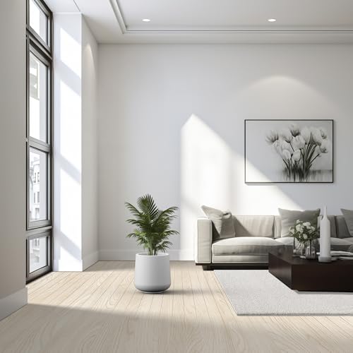 Kante Large Round Curved White Concrete Planter 16.5" Dia, Outdoor - color: Pure White, size: 15.3" D