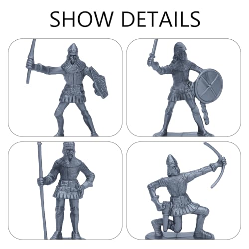 ONEST 60 Pieces Mini Medieval Knights Soldier Army Figures Soldiers Figurines Cupcake Topper Party Table Decorations - style: 60 Pieces