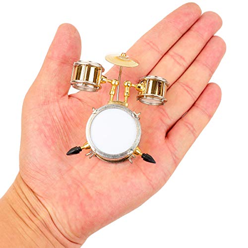 Miniature Drum Set Replica with Case Collectible Desktop Sculpture Ornament - color: Drum