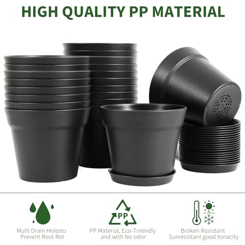 GARDIFE 20 Pack 4 inch Plant pots, planters for Indoor Plants, Flower pots, Black - color: 4-black, size: 4 inch