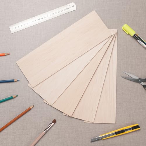 Balsa Wood Sheets 1/8" Thin, 12" x 4" Wooden Boards Wood Planks for Crafts, 5 PCS Unfinished Wooden Pieces Lumber for Crafting, Modeling, Hobbies, Laser, Glider Airplanes - size: 12″x4″x1/8″ - 5PCS