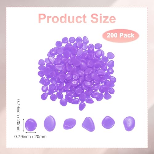 M METERXITY 200-Pack Glow in The Dark Rocks, 0.79" Resin Outdoor Garden Decorations Luminous Pebbles Stones for Garden Plants/Aquarium/Backyard Path, Aquarium Gravel [Violet] - color: Violet