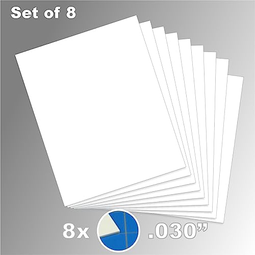 LITKO Plasticard Styrene Sheets | .030" Modeling Plastic | White | 8 Pack - size: .030 Inch