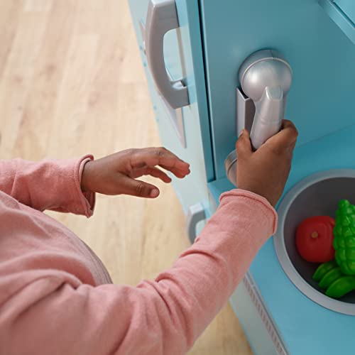 KidKraft Vintage Wooden Play Kitchen with Pretend Ice Maker and Phone, Blue - color: Blue