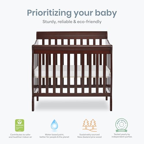 Dream On Me 4-in-1 Mini Baby Crib for Small Spaces, Aden, Espresso - color: Espresso