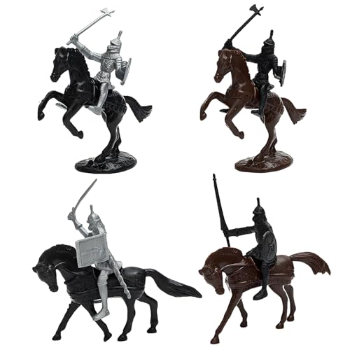 ONEST 40 Pieces Mini Medieval Knights Soldier Army Figures Horses and Soldiers Figurines Cupcake Topper Party Table Decorations - style: 40 Pieces