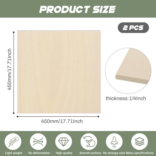 2 Pack Plywood Sheets, 17.1" x 17.1"x 1/4" Basswood Sheets - color: 2 Pack, size: 17.1" x 17.1"x 1/4"