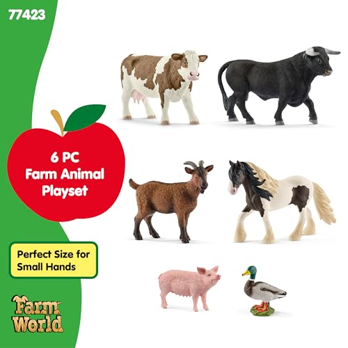 Schleich Farm World - 6PC Farm Animal Bundle Set - Kids Ages 3+ | 77423