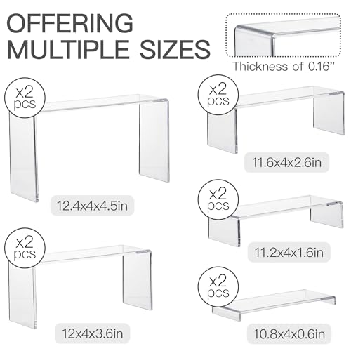 ANDGOO 10 Pack Large Acrylic Display Stands, 2 Set(10”L~11”L~12”L) - color: Clear, size: 10Pcs (10.8”L~11.2”L~11.6”L~12”L~12.4”L)