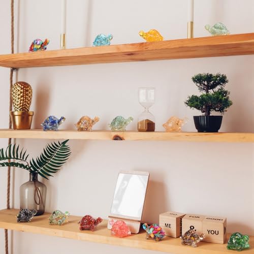 20pcs Crystal Figurines Glass Statue Resin Animal Statues Miniature Decorative Gravel Animal Collectible Figurines Table Home Shelf Decor Gifts for Animals Women Lovers (Turtle) - style: Turtle