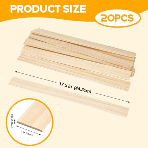 Wood Strips Planks 1/8"x 1.5" x 17.5", 20 PCS Wooden Dowels for Crafts - size: 1/8" x 1.5" x 17.5"-20 PCS
