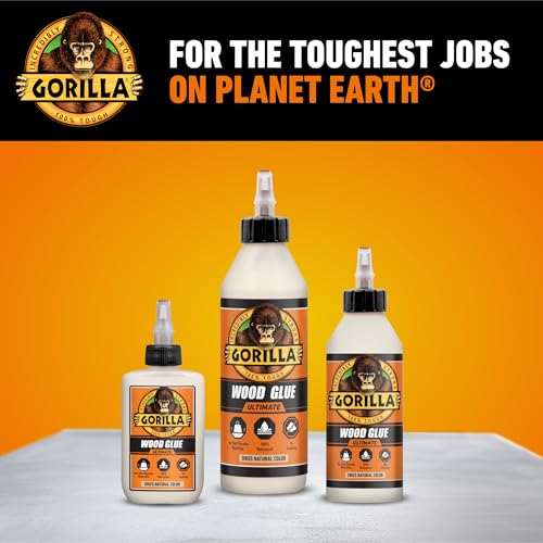 Gorilla Ultimate Waterproof Wood Glue, Natural Color, 18 oz, 2-Pack - size: 18oz, style: 2 Pack Bottle