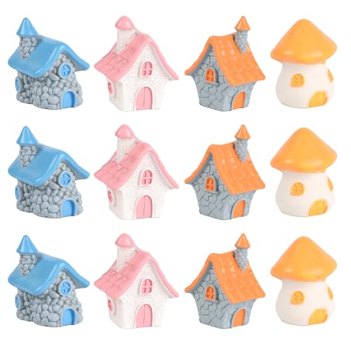 Miniature Fairy Garden Houses, 12Pcs Resin Mini Cottage Figurines
