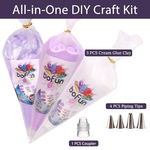 Purple Decoden Cream Glue Kit, Whipped Cream Glue Clay for Crafts - color: Light Purple