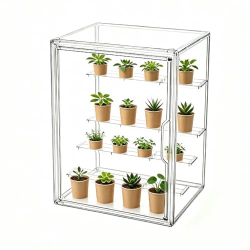 Mini Greenhouse Indoor, Clear Small Green House with Magnetic Door, Stackable Succulent Seed Starting Kit Children Nature Observation Station - size: 14"x 8.5"x 10.5"